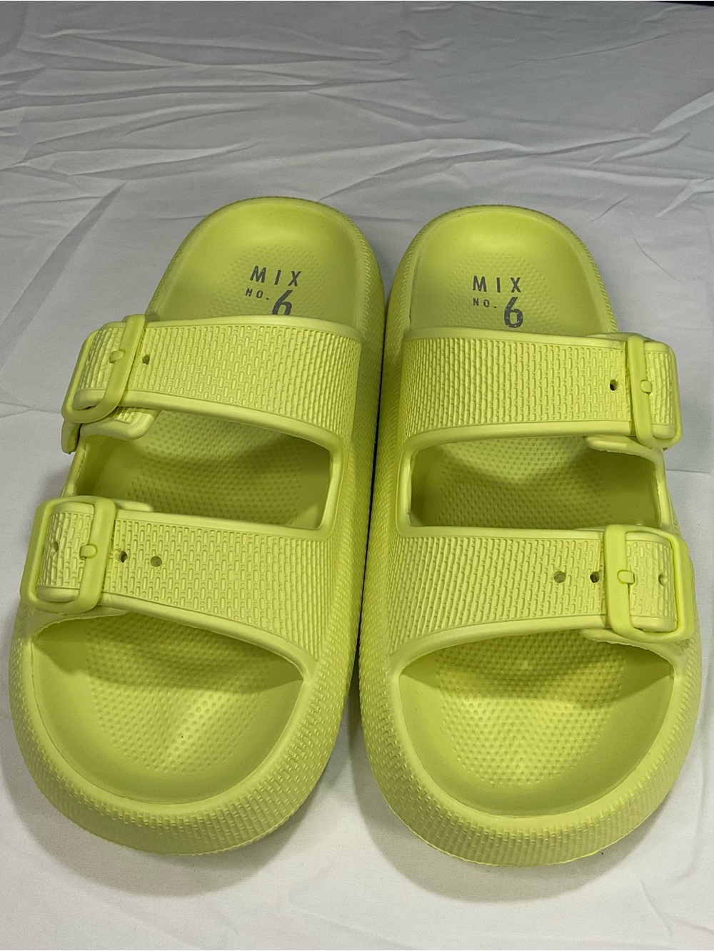 Mix No. 6 Neon Yellow Double Buckle Slide Sandals